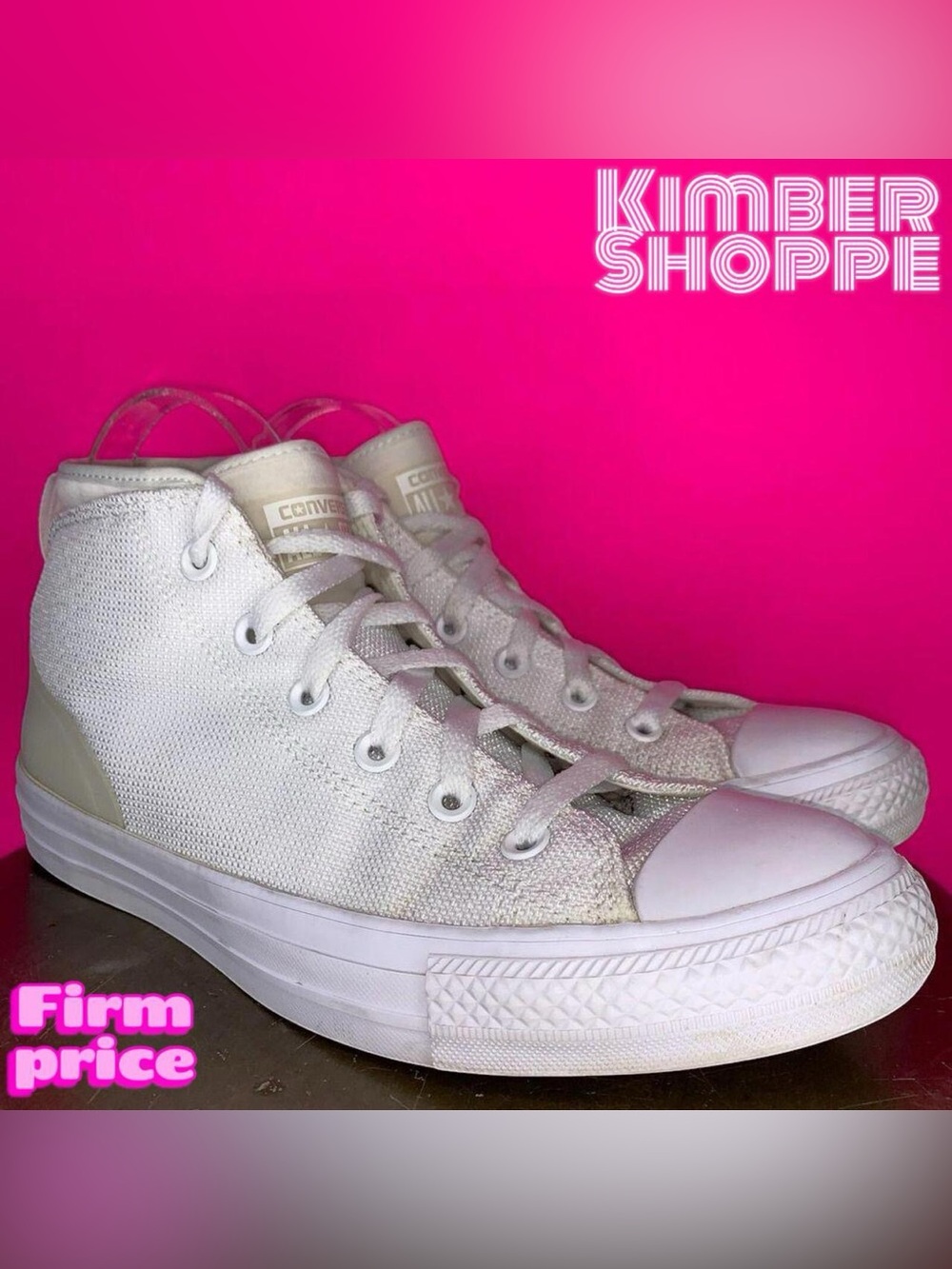 Converse Syde Street White Nylon Mesh High-Top Sneakers US 9.5 UK 7.5